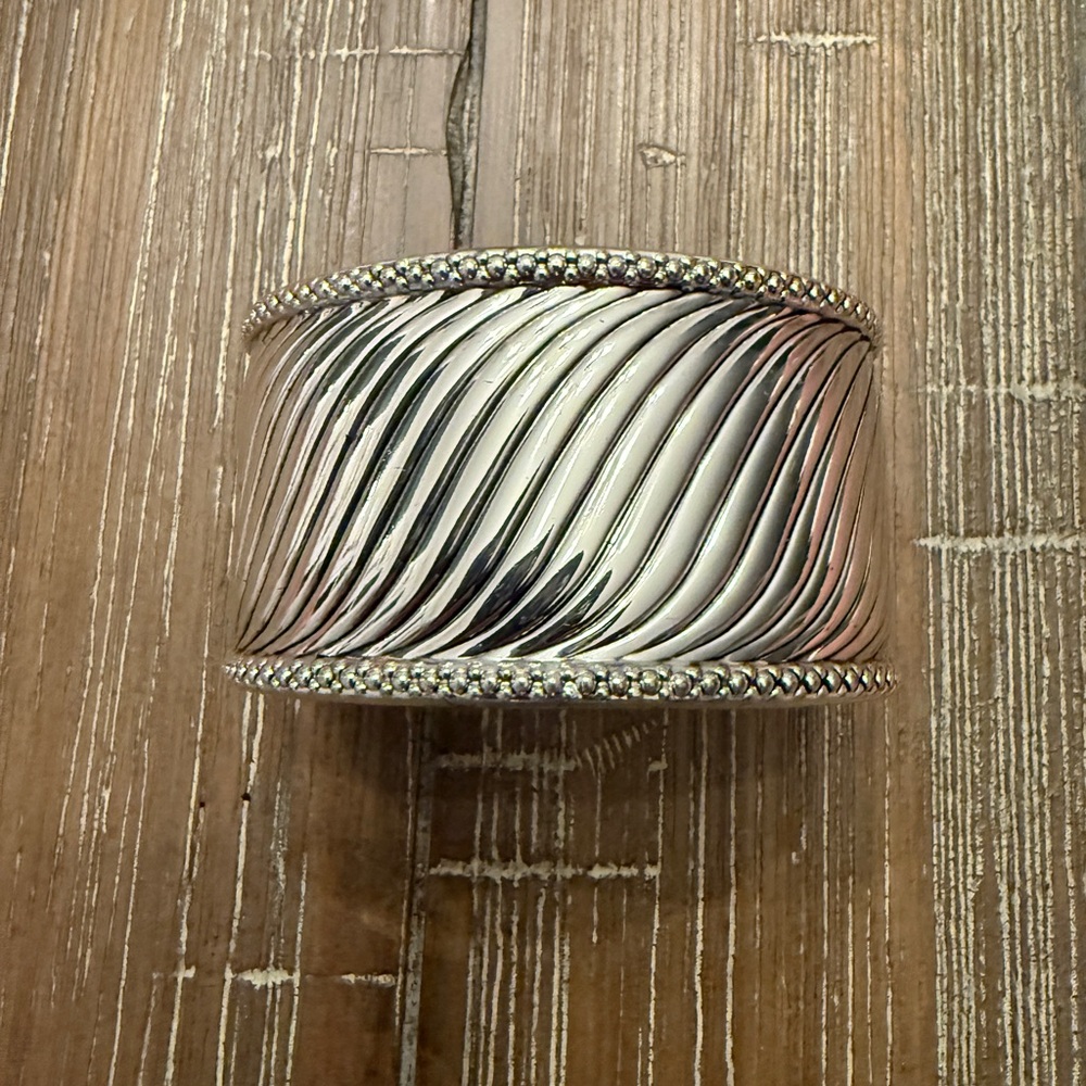 Silver Textured Cuff Bracelet